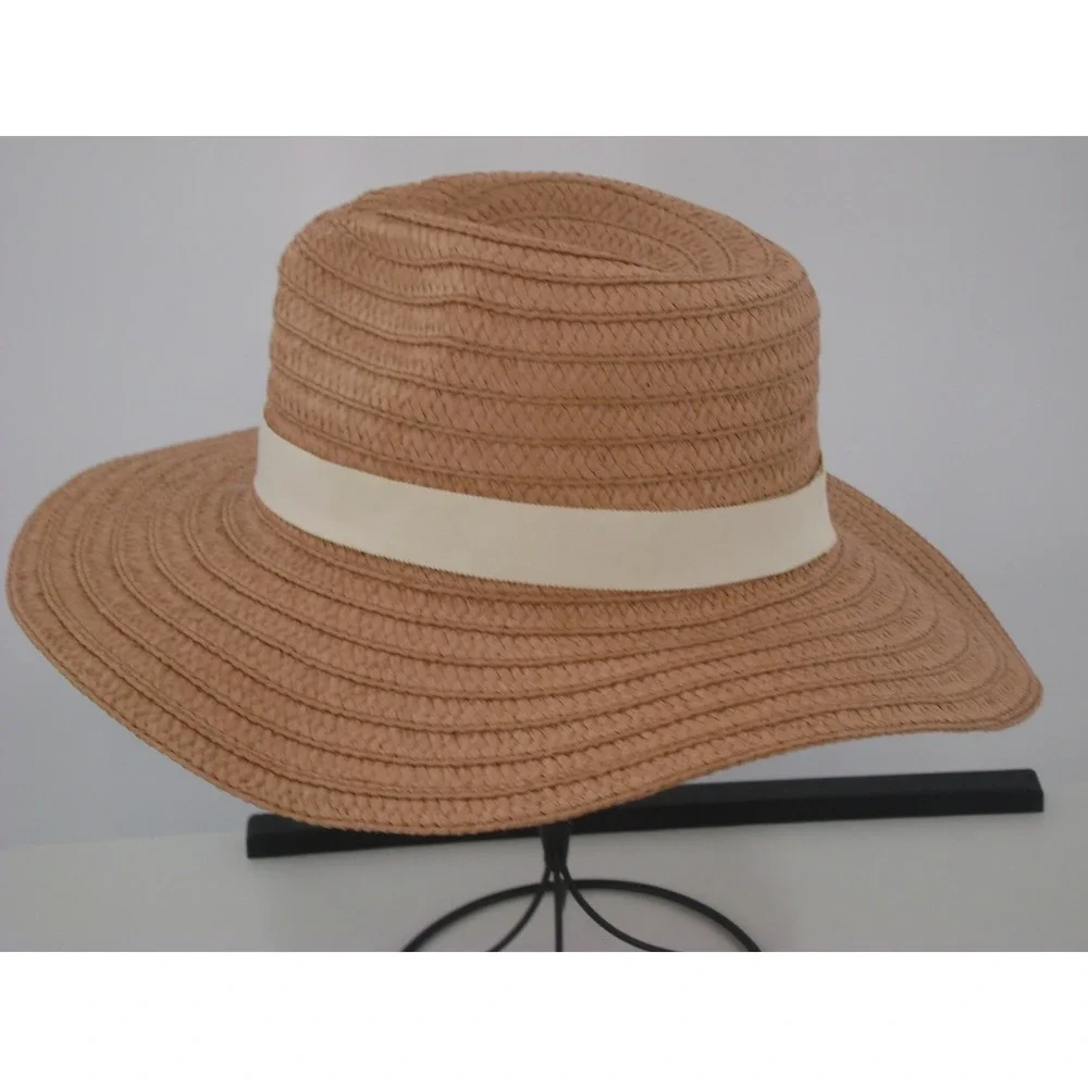Madewell Straw Fedora Hat Tan Brown Cream Ribbon MD832‎ SP23 Mens Womens ML